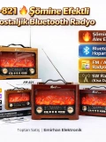 FP-821 Şömine Efektli Nostaljik Radyo Bluetooth Dekoratif Toptan