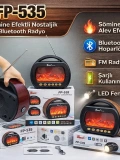 FP-535 Şömine Efektli Nostaljik Radyo Ahşap Görünümlü Dekoratif Toptan