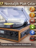 Knstar KN 37 Nostaljik Pikap Bluetoothlu Retro Plak Çalar Kaset USB SD Radyo Hoparlörlü Ahşap Müzik Seti