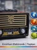 KNSTAR M-113BT Nostaljik Ahşap Radyo Bluetooth Kumandalı USB AUX Toptan