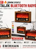 FP-821 Şömine Efektli Nostaljik Radyo Bluetooth Dekoratif Toptan