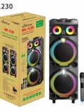 BK 1231 BLUETOOTH SD,USB GİRİŞLİ ÇİFT MİKROFONLU RGB IŞIKLI SPEAKER 12*2 İNÇ