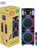 BK 1231 BLUETOOTH SD,USB GİRİŞLİ ÇİFT MİKROFONLU RGB IŞIKLI SPEAKER 12*2 İNÇ