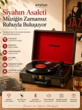 Siyah Retro Bavul Plak Çalar – Bluetooth Destekli Premium Taşınabilir Pikap