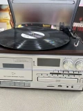 KNSTAR KN-110 Bluetooth Nostaljik Pikap CD Kaset Plak Çalar Müzik Seti