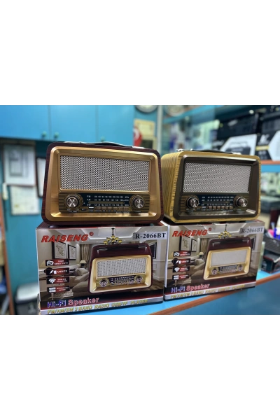 R-2066 Nostaljik Ahşap Radyo Bluetooth FM Büyük Boy Toptan