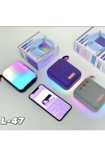 L-47 RGB Işıklı Bluetooth Hoparlör Taşınabilir, şık ve dikkat çekici tasarım!