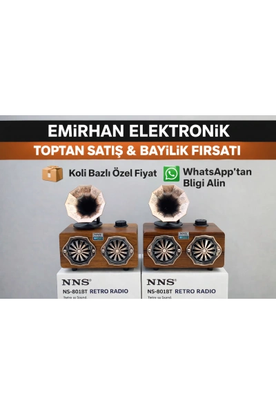 NNS NS-801BT Nostaljik Radyo Bluetooth Gramofon Tasarım Dekoratif Radyo Toptan