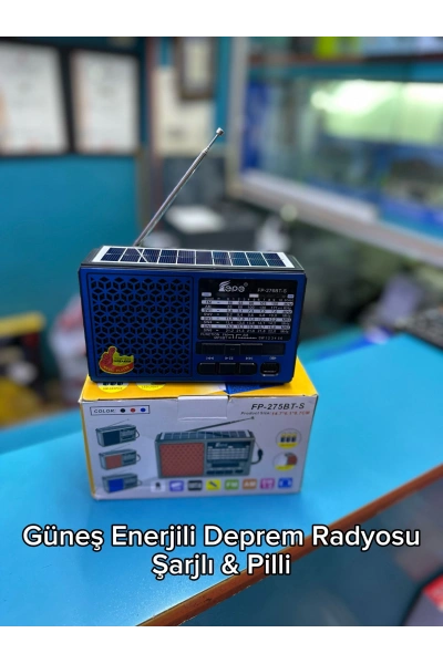 FP-276BT-S Güneş Enerjili Deprem Radyosu Bluetooth Şarjlı Pilli Acil Durum Radyo