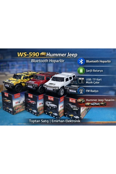 WS-590 Hummer SUV Araba Şeklinde Bluetooth Hoparlör Jeep Model Speaker