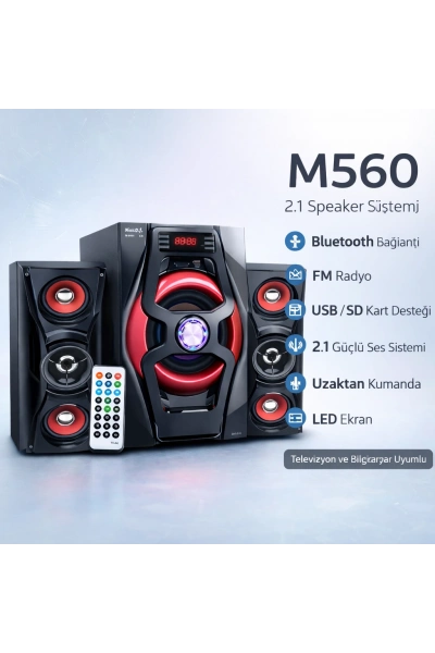 Music DJ M-M560GA 2.1 Ses Sistemi Bluetooth Subwoofer Hoparlör