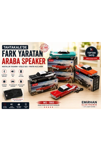 WS-1965BT 1965 Klasik Araba Bluetooth Hoparlör | Nostaljik Retro Toptan