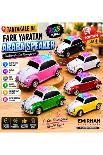 WS-1958 Vosvos Tarzı Klasik Araba Bluetooth Hoparlör | Nostaljik Retro Toptan