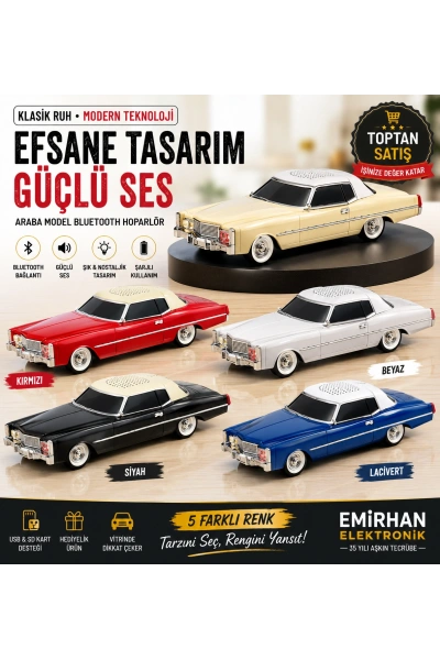 WS-1966 Cadillac 1966 Klasik Araba Bluetooth Hoparlör | Nostaljik Premium Toptan