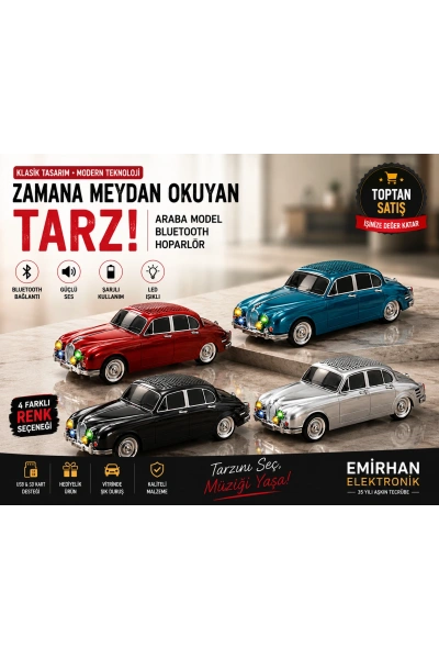 WS-596BT 1967 Jaguar Klasik Araba Şeklinde Bluetooth Hoparlör