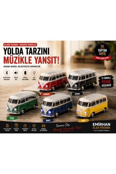 WS-267BT Vosvos T1 Minibüs Bluetooth Hoparlör Klasik Model