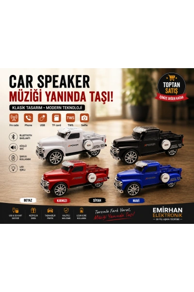 WS-558BT Klasik Pikap Kamyon Araba Şeklinde Bluetooth Hoparlör Retro