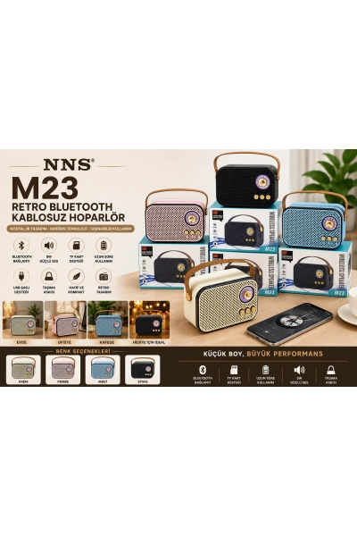 NNS M23 Retro Bluetooth Hoparlör Taşınabilir Kablosuz Speaker TF Kart Destekli
