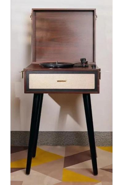 Ayaklı Nostaljik Pikap Bluetooth Standlı Retro Plak Çalar Ahşap Gramofon