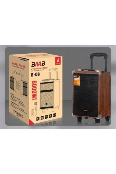 BAAB BQ-08 BLUETOOTH SD,USB GİRİŞLİ TEK MİKROFONLU SPEAKER 8 İNÇ
