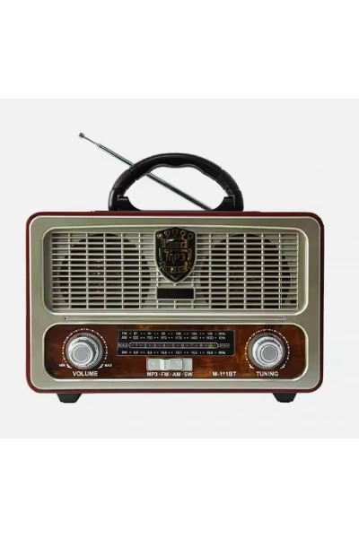 KNSTAR M-111BT Nostaljik Ahşap Radyo Bluetooth Kumandalı USB SD Toptan