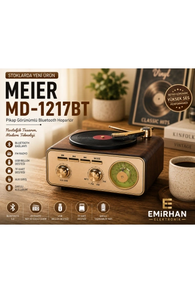 Meier MD-1217BT Pikap Görünümlü Bluetooth Hoparlör Nostaljik Retro Radyo