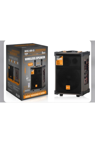 NDR C-8 BLUETOOTH SD,USB GİRİŞLİ ÇİFT MİKROFONLU SPEAKER 8 İNÇ