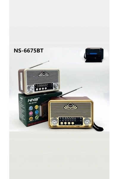 NNS NS-6675BT Fenerli Nostaljik Radyo Şarjlı Pilli Bluetooth Toptan