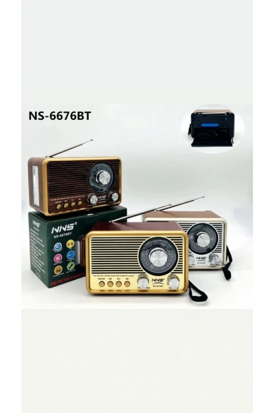 NNS NS-6676BT Fenerli Nostaljik Radyo Şarjlı Pilli Bluetooth Toptan