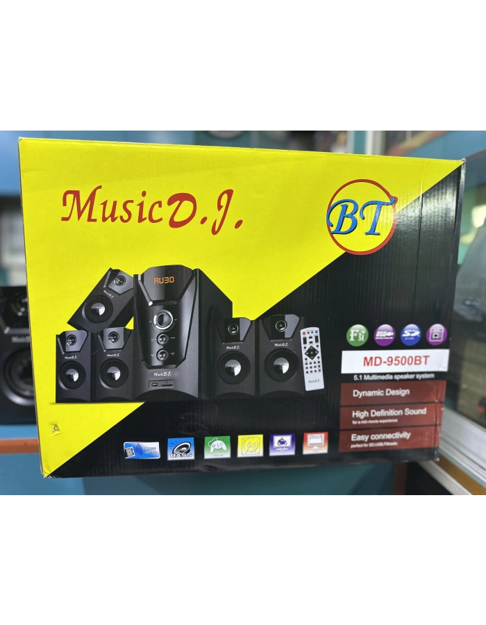 Music D.J. 5.1 Ses Sistemi 80W Bluetooth FM Radyo Ev Sinema Toptan MD 9500