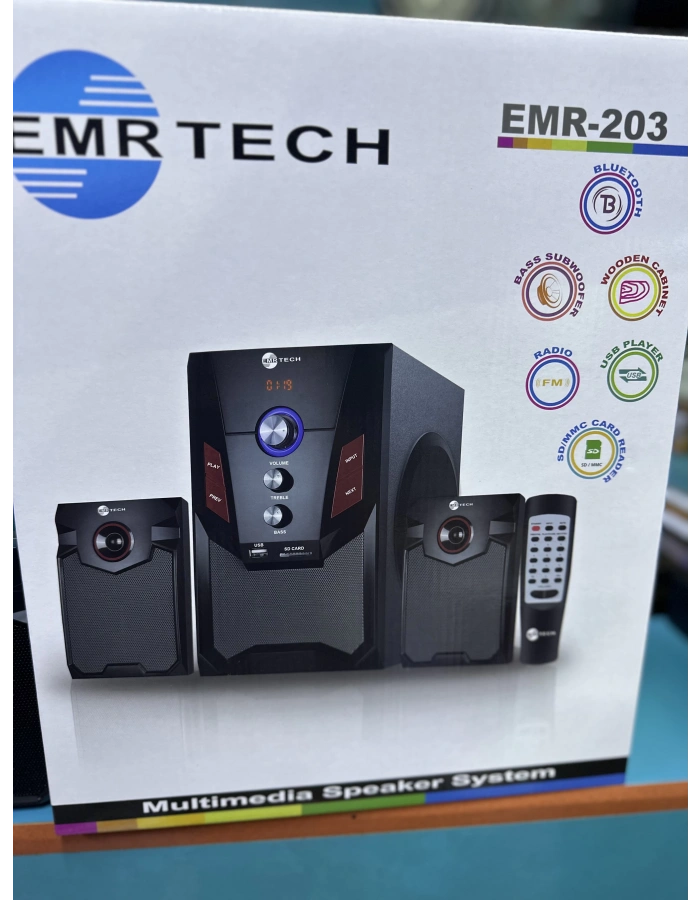 EMRTECH 2.1 Ses Sistemi Bluetooth FM Radyo Subwooferlı Toptan EMR 203