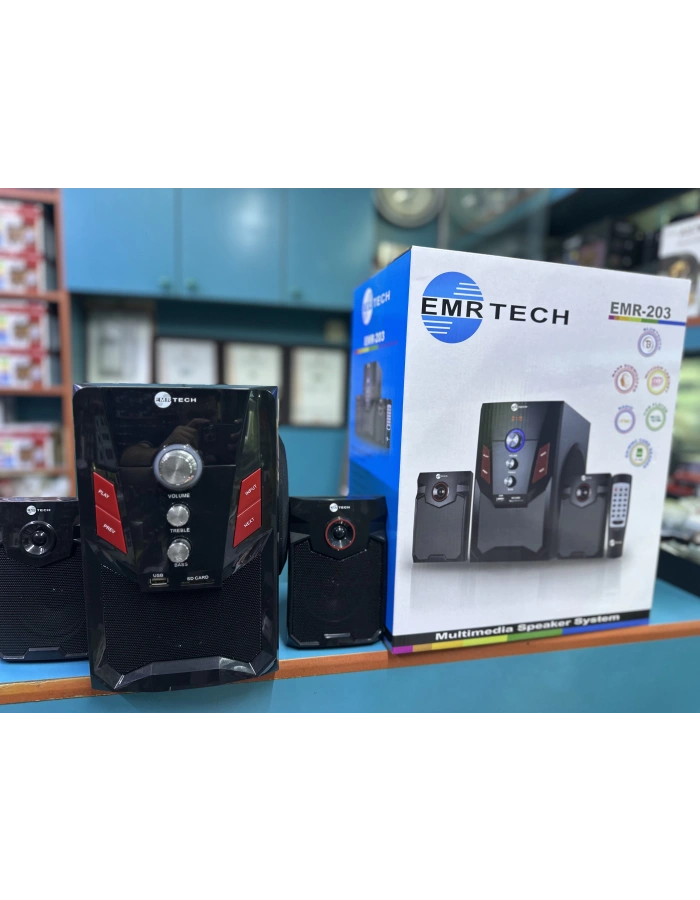 EMRTECH 2.1 Ses Sistemi Bluetooth FM Radyo Subwooferlı Toptan EMR 203