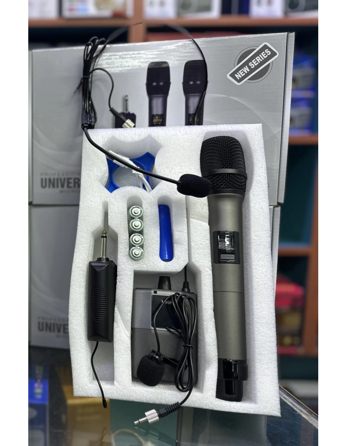 3’lü Kablosuz Mikrofon Seti El Yaka Headset Telsiz Sahne Sunum Toptan