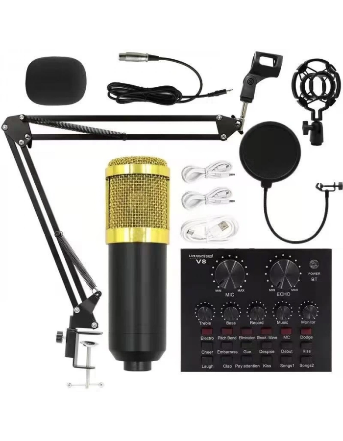 BM800VT Mikserli Yayıncı Mikrofon Seti Ses Kartlı Stüdyo Podcast Toptan
