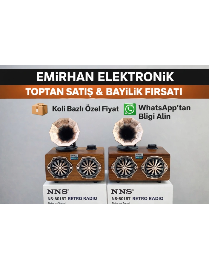 NNS NS-801BT Nostaljik Radyo Bluetooth Gramofon Tasarım Dekoratif Radyo Toptan