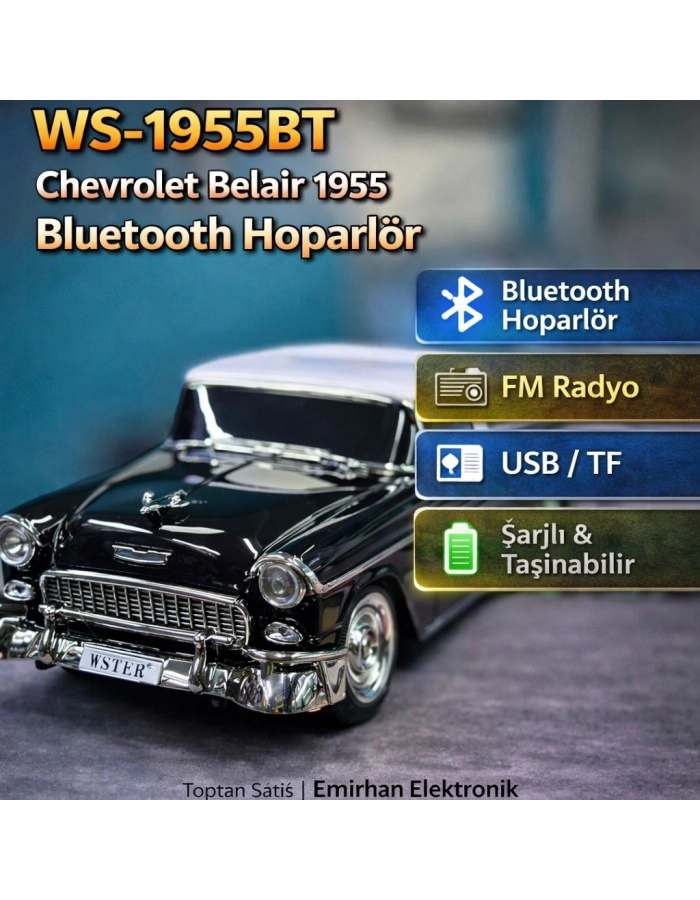 WS-1955BT Chevrolet Belair 1955 Klasik Araba Bluetooth Hoparlör Retro Dekoratif Speaker