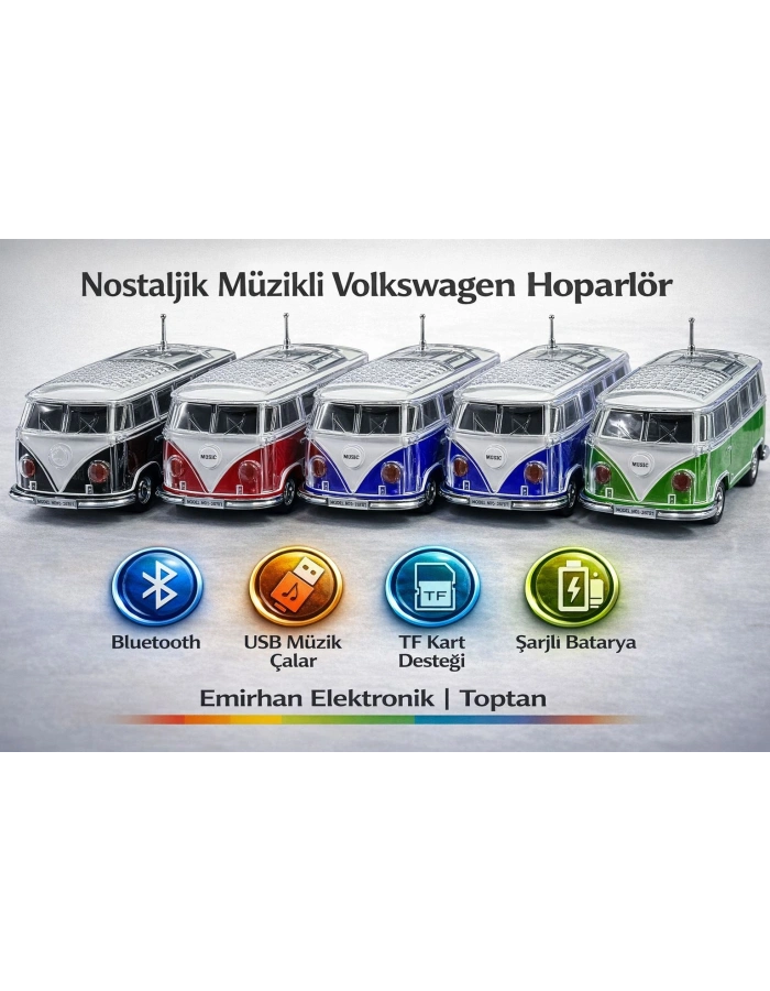 WS-267BT Vosvos T1 Minibüs Bluetooth Hoparlör Klasik Model