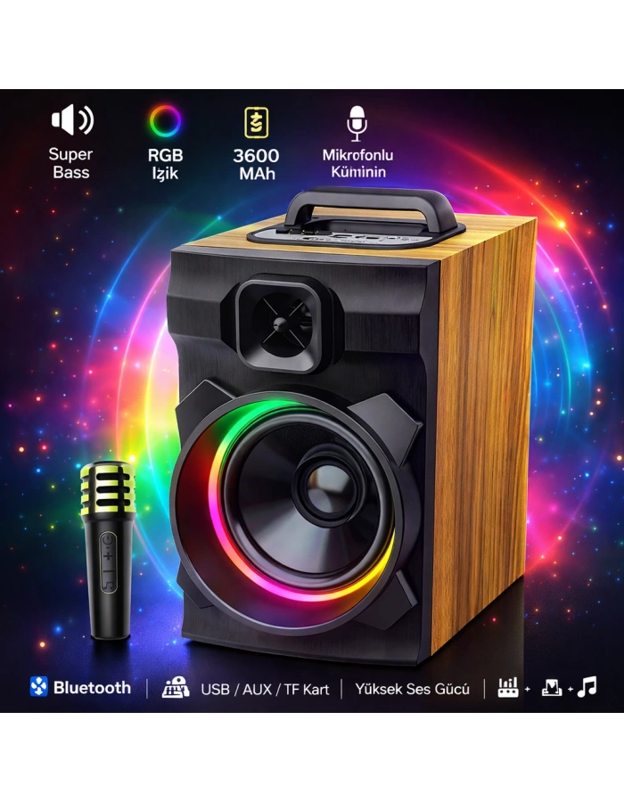 30W Ahşap Bluetooth Hoparlör Retro Dekoratif Toptan