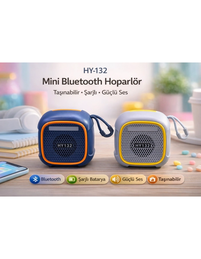 HY-132 Mini Bluetooth Hoparlör Taşınabilir Şarjlı Kablosuz Speaker