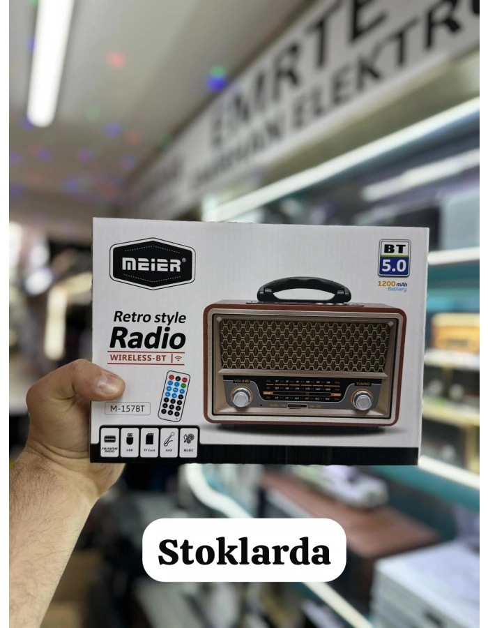 Meier M-157BT Retro Bluetooth Radyo | Şarjlı Nostaljik FM/AM/SW Radyo USB TF Kart Destekli
