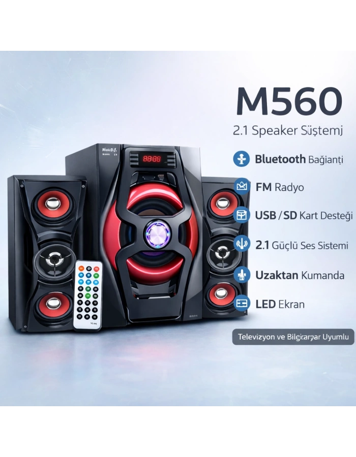 Music DJ M-M560GA 2.1 Ses Sistemi Bluetooth Subwoofer Hoparlör