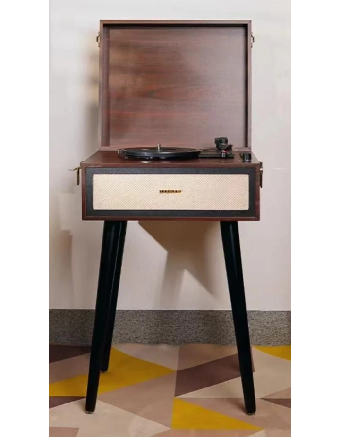 Ayaklı Nostaljik Pikap Bluetooth Standlı Retro Plak Çalar Ahşap Gramofon