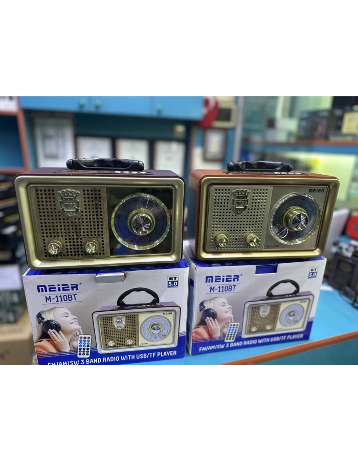 KNSTAR M-110BT Nostaljik Ahşap Radyo Bluetooth Kumandalı USB SD Toptan