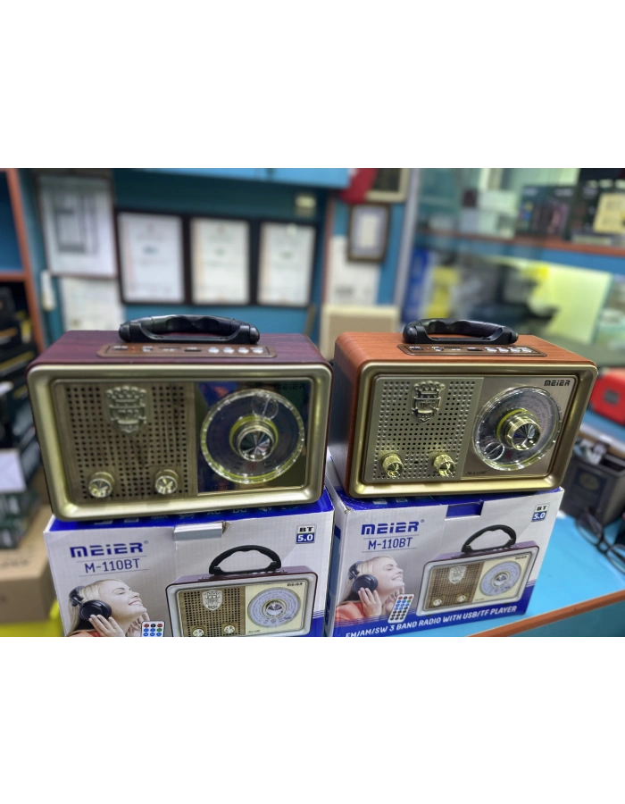 KNSTAR M-110BT Nostaljik Ahşap Radyo Bluetooth Kumandalı USB SD Toptan