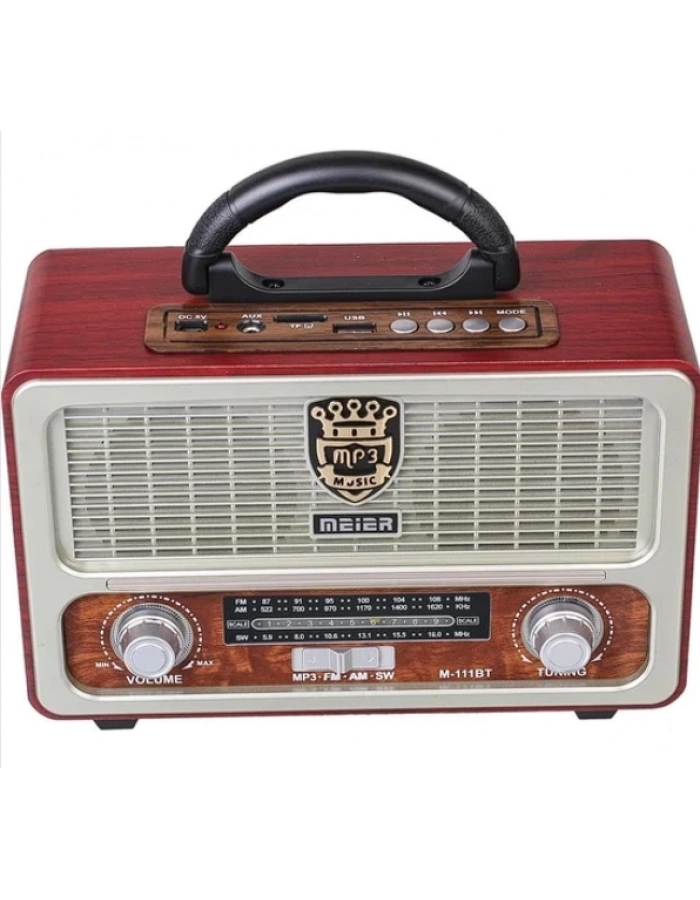 KNSTAR M-111BT Nostaljik Ahşap Radyo Bluetooth Kumandalı USB SD Toptan