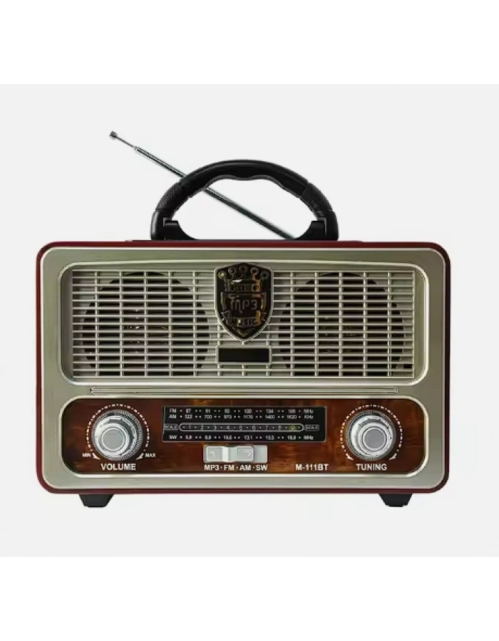 KNSTAR M-111BT Nostaljik Ahşap Radyo Bluetooth Kumandalı USB SD Toptan
