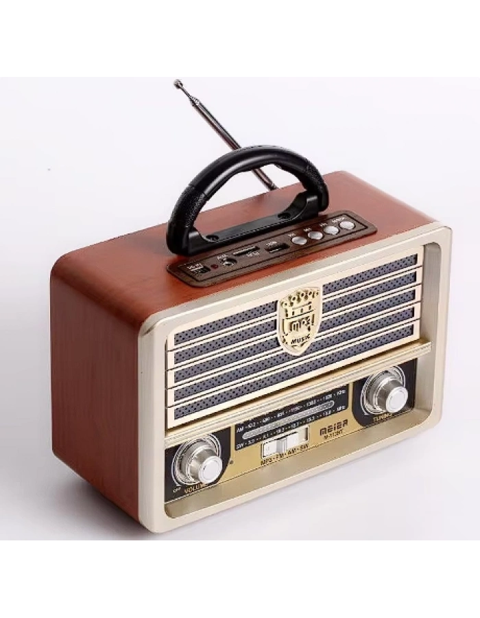 KNSTAR M-113BT Nostaljik Ahşap Radyo Bluetooth Kumandalı USB AUX Toptan