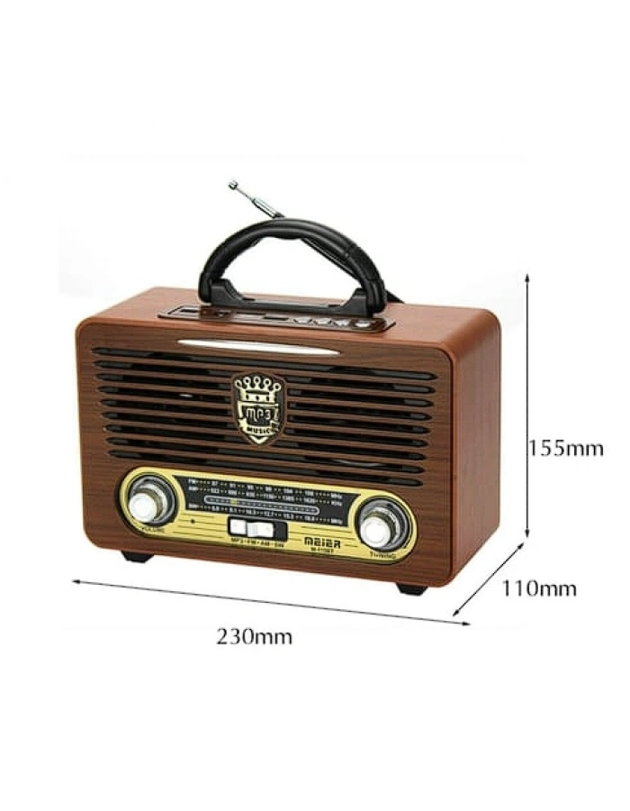 KNSTAR M-115BT Nostaljik Ahşap Radyo Bluetooth USB SD AUX Toptan