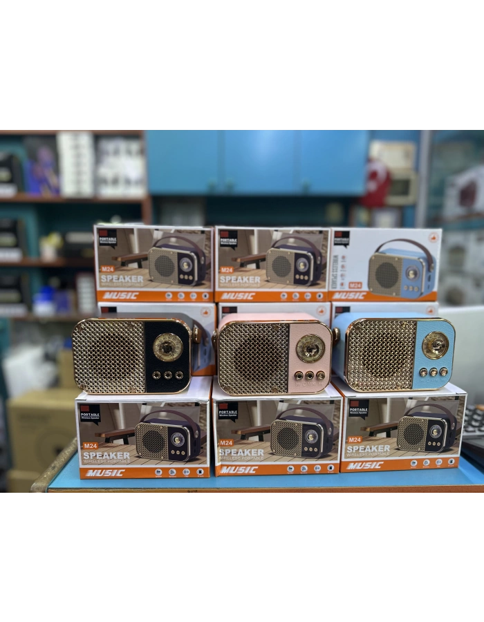M24 Retro Bluetooth Hoparlör Nostaljik Radyo Tasarımlı Taşınabilir Kablosuz Speaker Toptan