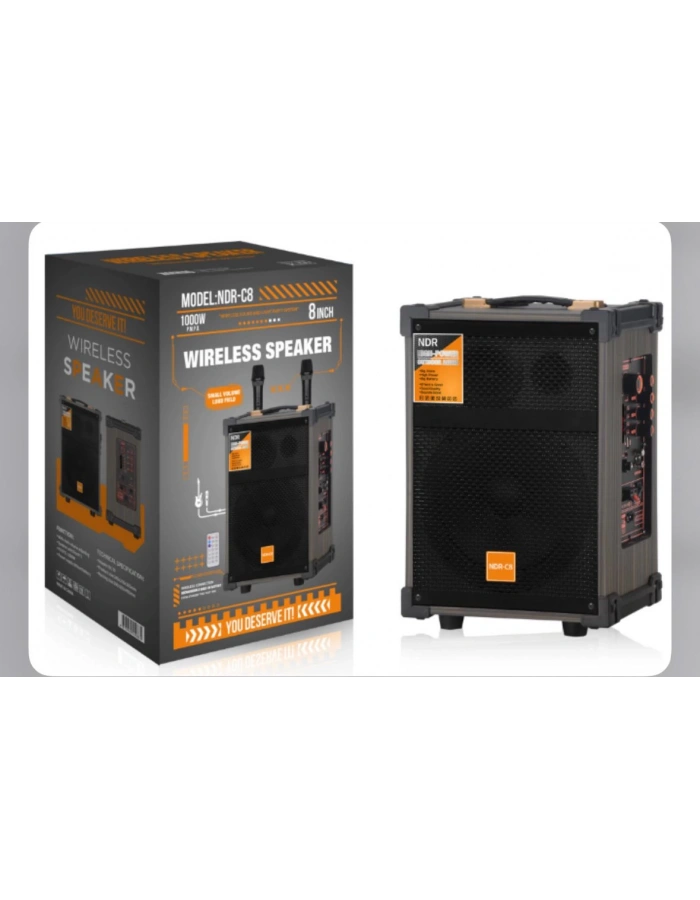 NDR C-8 BLUETOOTH SD,USB GİRİŞLİ ÇİFT MİKROFONLU SPEAKER 8 İNÇ